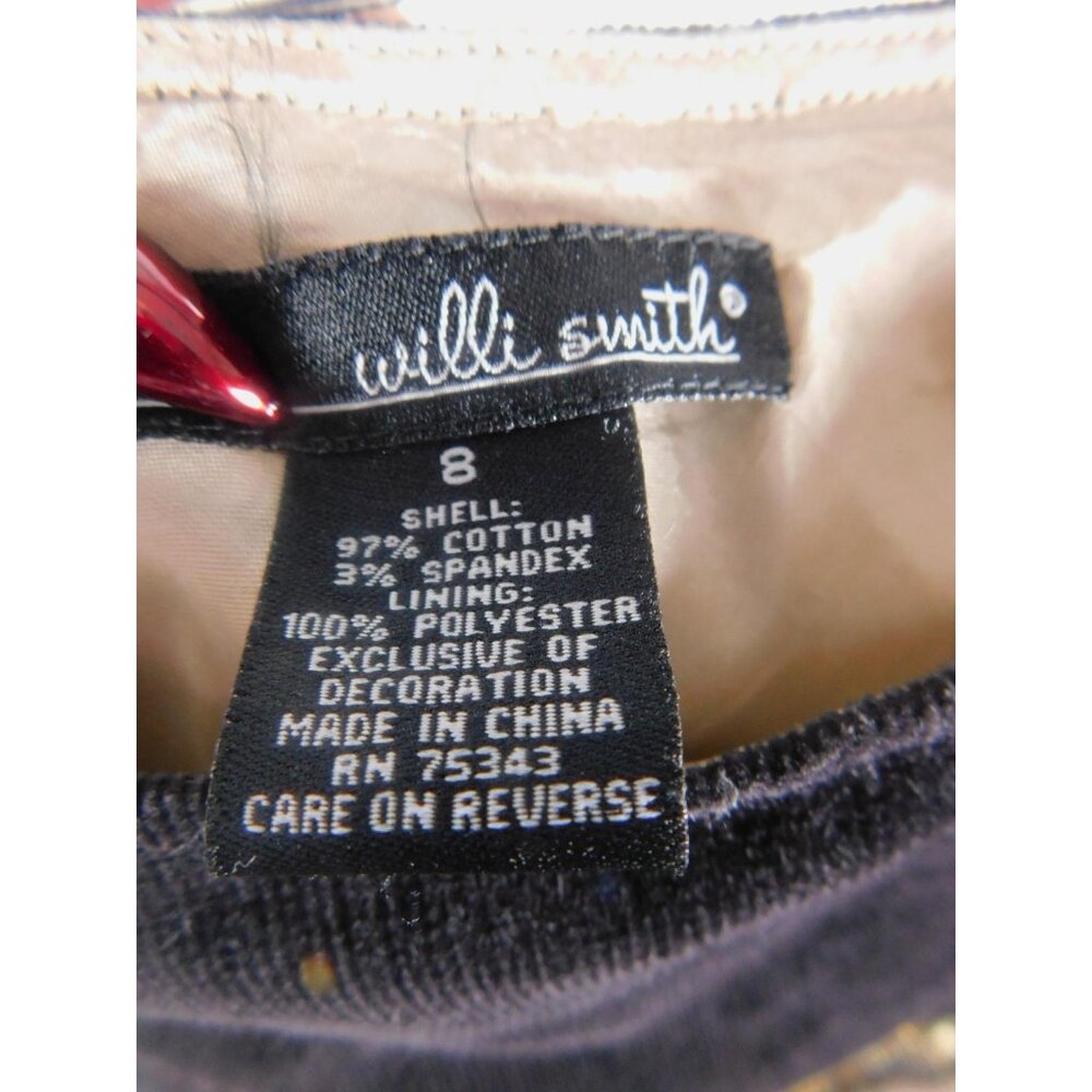 Willi Smith Black Floral Bead Embroidered Skirt Cotton Blend Boho Witch 8 - Picture 8 of 9